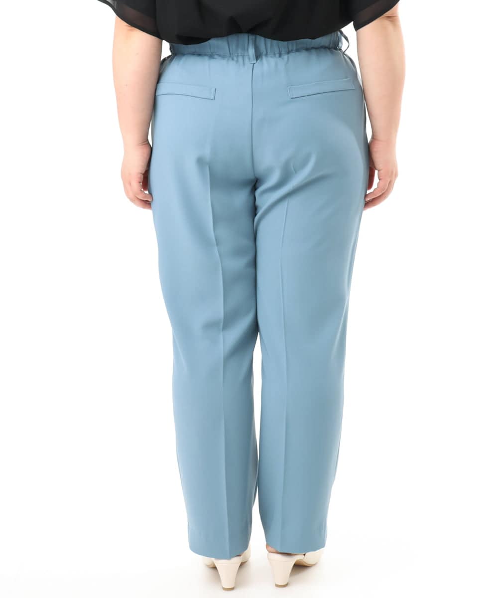 OLLGD08119 eur3(エウルキューブ) 【大きいサイズ/機能素材】洗えるカノコセンタープレスパンツ ライトブルー