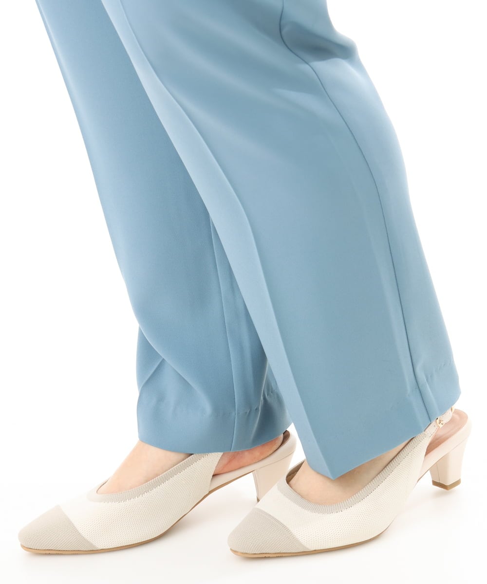 OLLGD08119 eur3(エウルキューブ) 【大きいサイズ/機能素材】洗えるカノコセンタープレスパンツ ライトブルー