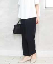 OLLGD08119 eur3(エウルキューブ) 【大きいサイズ/機能素材】洗えるカノコセンタープレスパンツ ネイビー