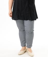 OLLGD14089 eur3(エウルキューブ) 【WEB先行販売】【大きいサイズ/接触冷感】ハイパーストレッチカットレングスパンツ ネイビー