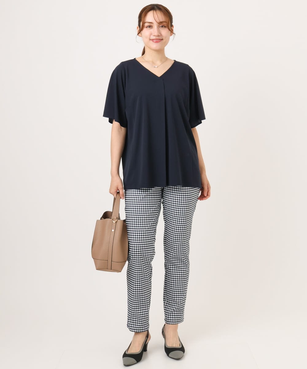 OLLGD15089 eur3(エウルキューブ) 【大きいサイズ/接触冷感】ハイパーストレッチパンツ ネイビー