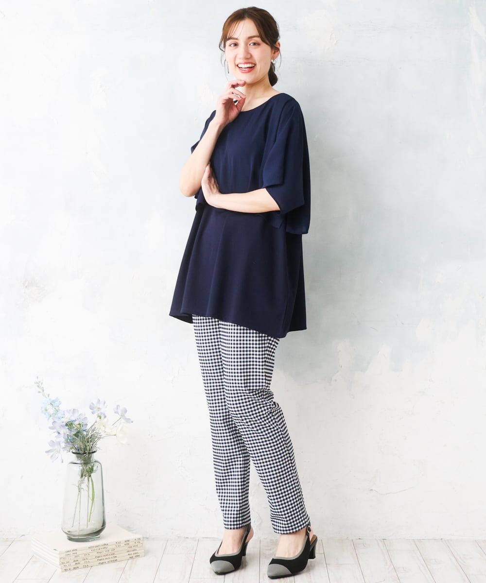 OLLGD15089 eur3(エウルキューブ) 【WEB先行販売】【大きいサイズ/接触冷感】ハイパーストレッチパンツ ネイビー