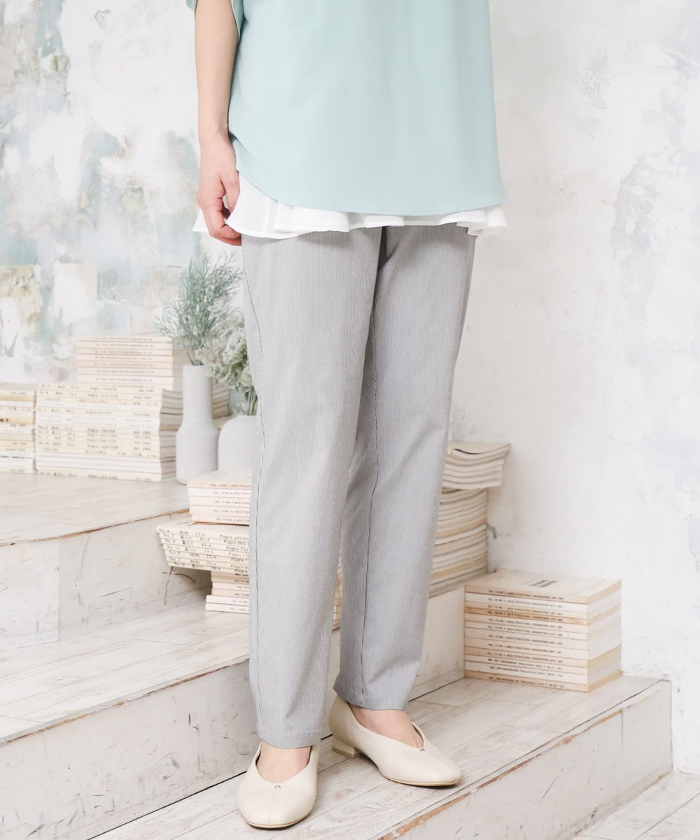 OLLGD15089 eur3(エウルキューブ) 【WEB先行販売】【大きいサイズ/接触冷感】ハイパーストレッチパンツ グレー