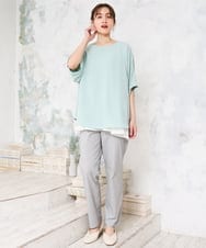 OLLGD15089 eur3(エウルキューブ) 【WEB先行販売】【大きいサイズ/接触冷感】ハイパーストレッチパンツ グレー