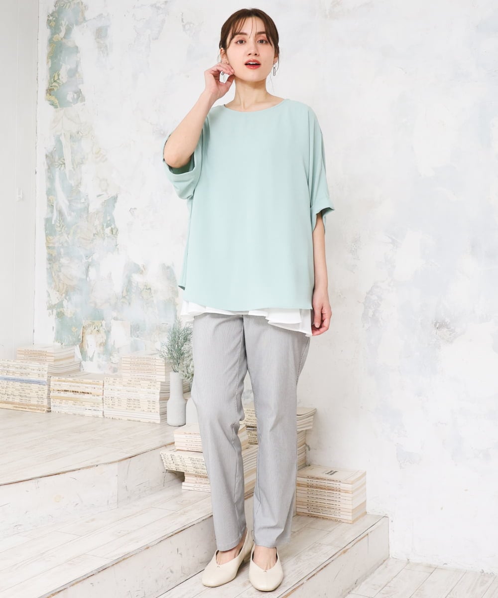 OLLGD15089 eur3(エウルキューブ) 【WEB先行販売】【大きいサイズ/接触冷感】ハイパーストレッチパンツ グレー