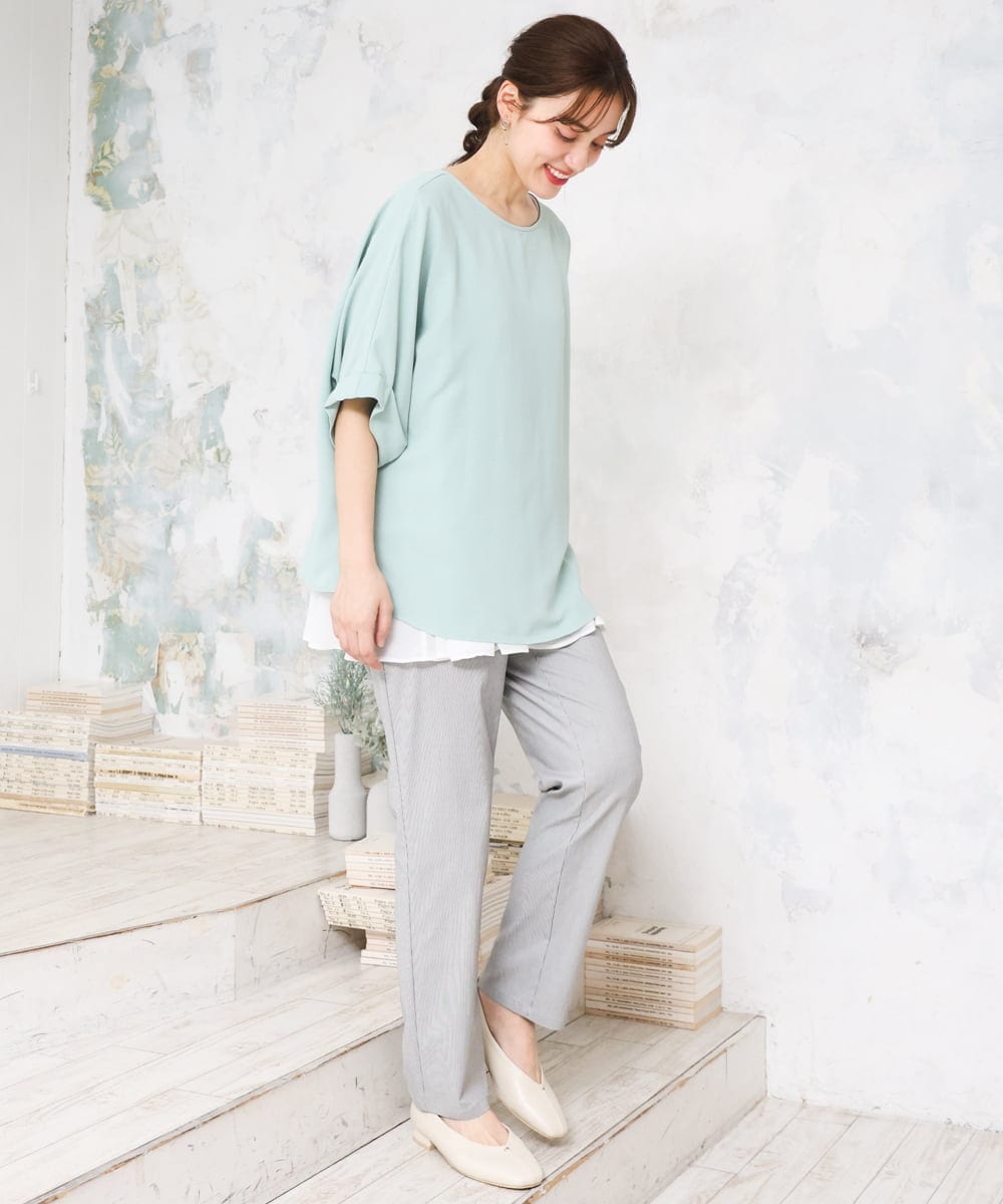 OLLGD15089 eur3(エウルキューブ) 【WEB先行販売】【大きいサイズ/接触冷感】ハイパーストレッチパンツ グレー