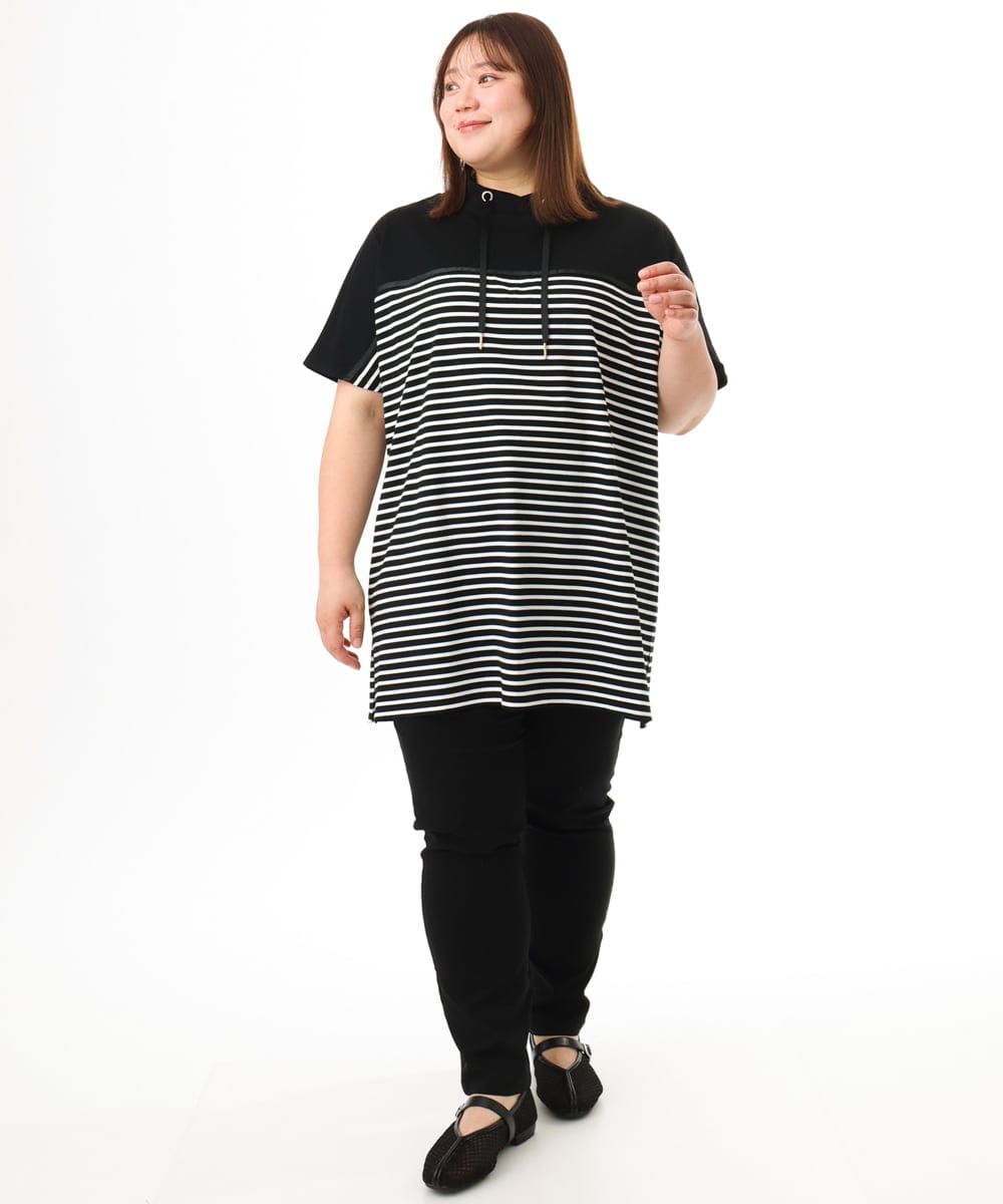 OLLGD15089 eur3(エウルキューブ) 【WEB先行販売】【大きいサイズ/接触冷感】ハイパーストレッチパンツ ブラック