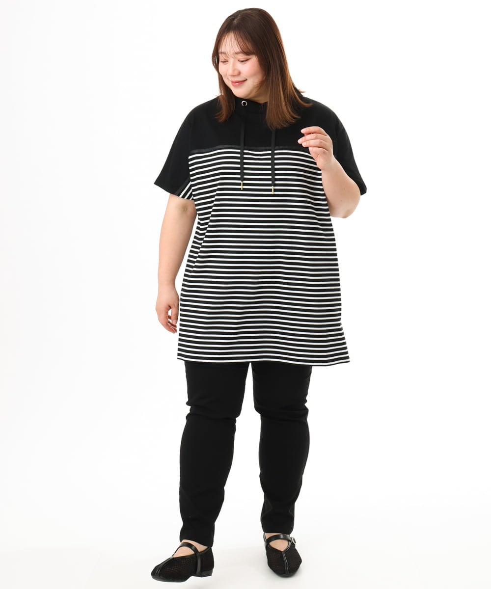 OLLGD15089 eur3(エウルキューブ) 【WEB先行販売】【大きいサイズ/接触冷感】ハイパーストレッチパンツ ブラック