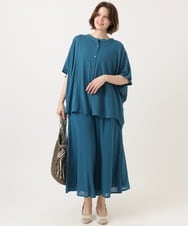 OLLGD19119 eur3(エウルキューブ) 【大きいサイズ】シア―ワイドパンツ ブルー