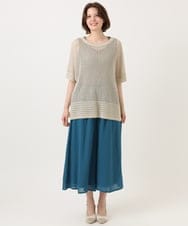 OLLGD19119 eur3(エウルキューブ) 【大きいサイズ】シア―ワイドパンツ ブルー