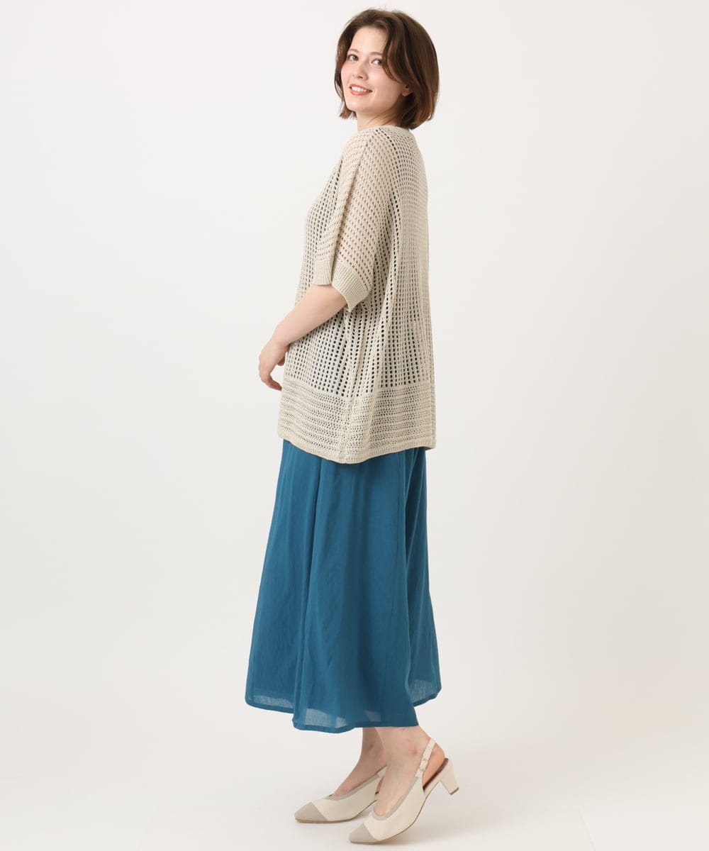 OLLGD19119 eur3(エウルキューブ) 【大きいサイズ】シア―ワイドパンツ ブルー