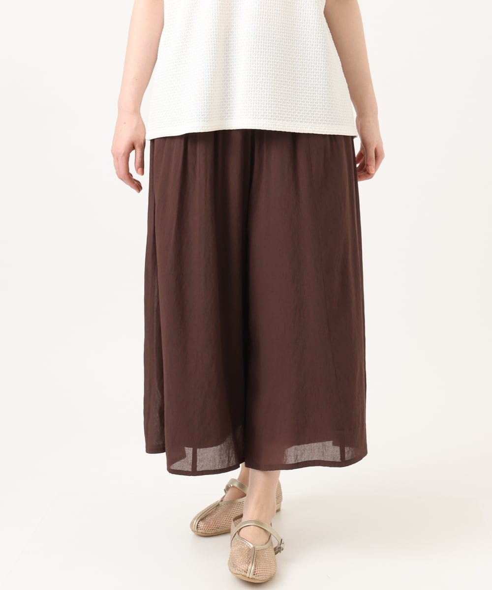 OLLGD19119 eur3(エウルキューブ) 【大きいサイズ】シア―ワイドパンツ ブラウン