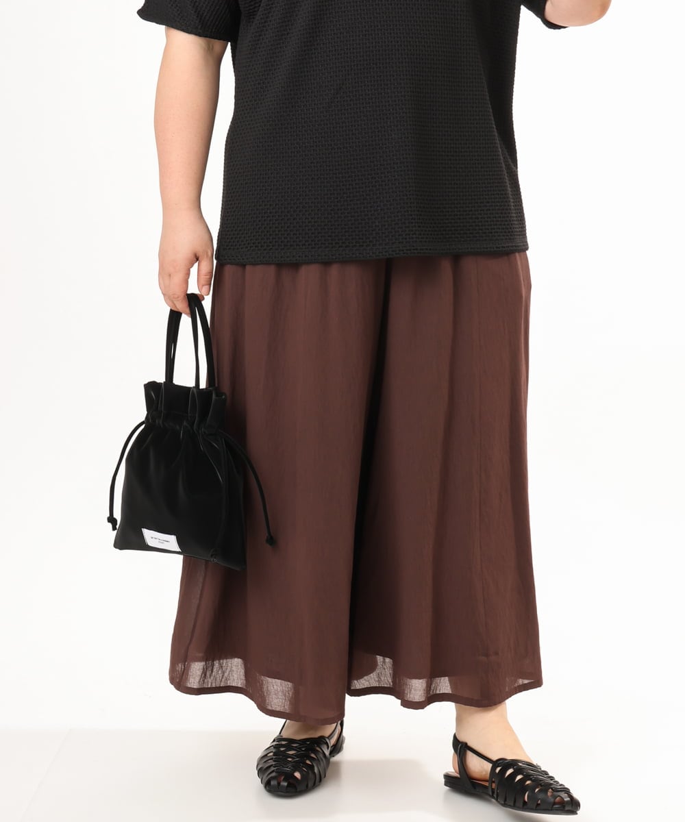 OLLGD19119 eur3(エウルキューブ) 【大きいサイズ】シア―ワイドパンツ ブラウン