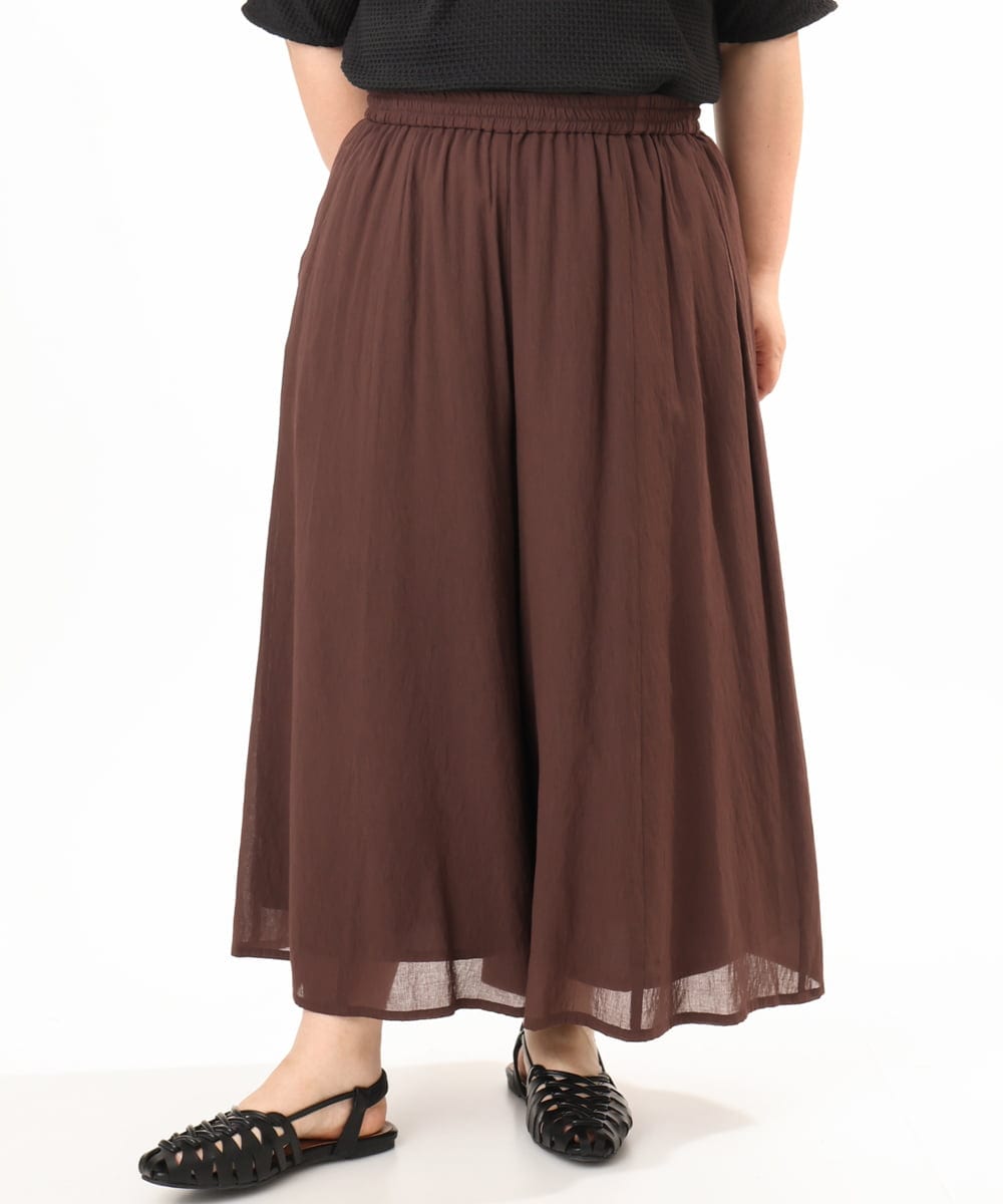 OLLGD19119 eur3(エウルキューブ) 【大きいサイズ】シア―ワイドパンツ ブラウン