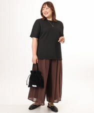 OLLGD19119 eur3(エウルキューブ) 【大きいサイズ】シア―ワイドパンツ ブラウン