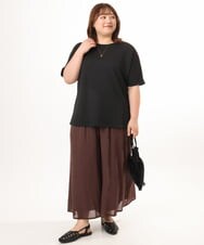 OLLGD19119 eur3(エウルキューブ) 【大きいサイズ】シア―ワイドパンツ ブラウン