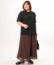 OLLGD19119 eur3(エウルキューブ) 【大きいサイズ】シア―ワイドパンツ ブラウン