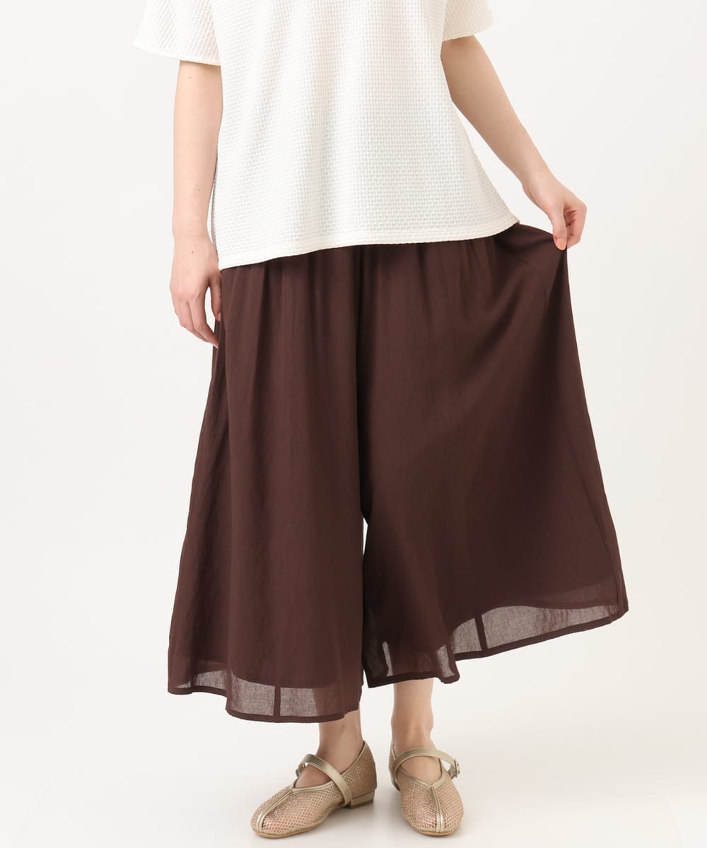 OLLGD19119 eur3(エウルキューブ) 【大きいサイズ】シア―ワイドパンツ ブラウン