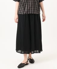 OLLGD19119 eur3(エウルキューブ) 【大きいサイズ】シア―ワイドパンツ ブラック