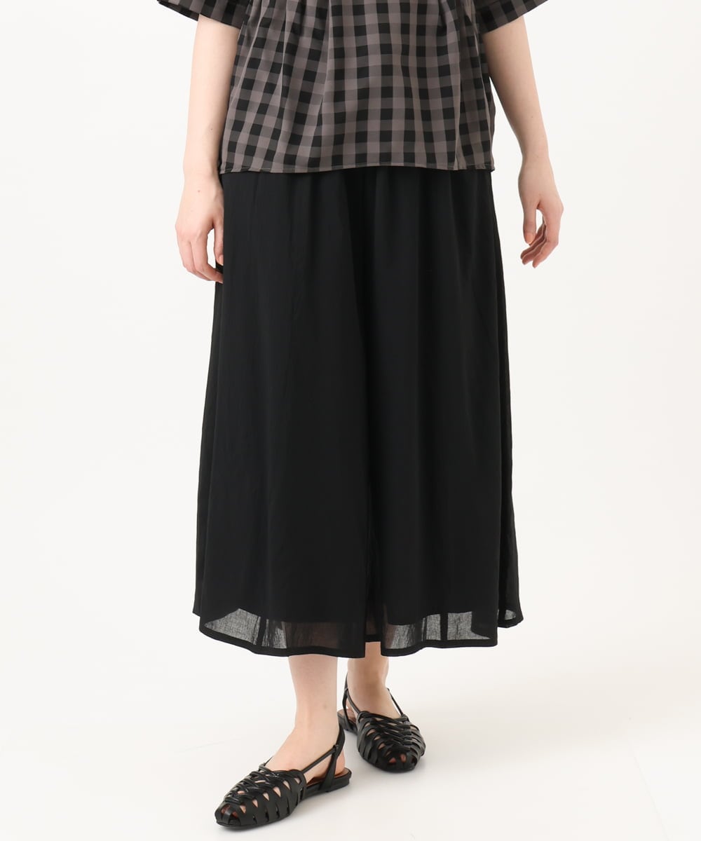 OLLGD19119 eur3(エウルキューブ) 【大きいサイズ】シア―ワイドパンツ ブラック