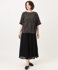 OLLGD19119 eur3(エウルキューブ) 【大きいサイズ】シア―ワイドパンツ ブラック