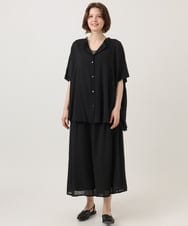 OLLGD19119 eur3(エウルキューブ) 【大きいサイズ】シア―ワイドパンツ ブラック