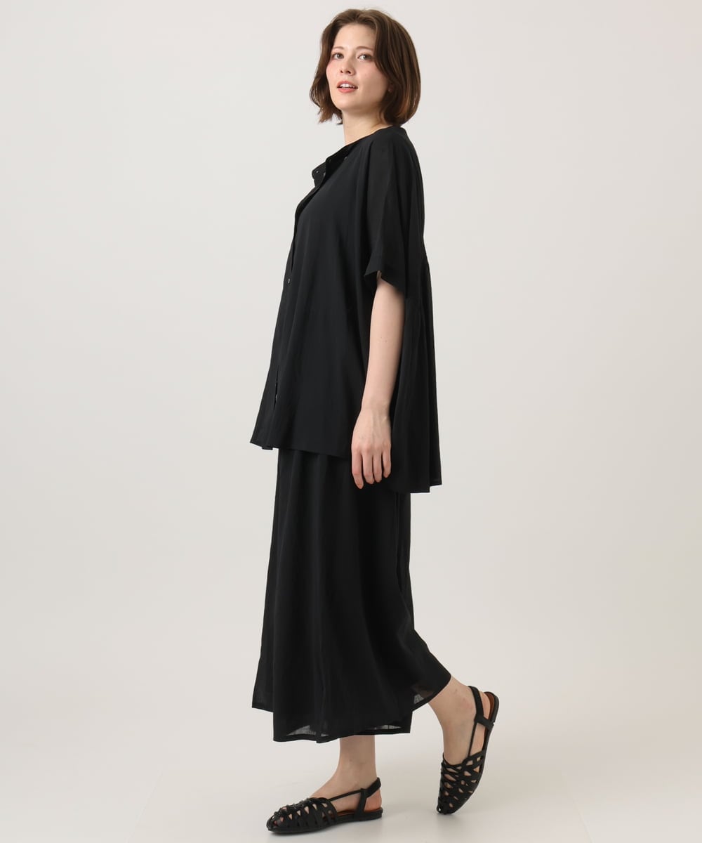 OLLGD19119 eur3(エウルキューブ) 【大きいサイズ】シア―ワイドパンツ ブラック