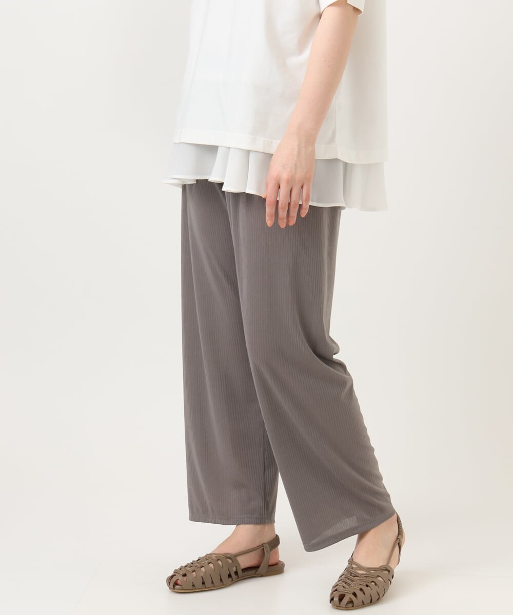 OLLGD20079 eur3(エウルキューブ) 【WEB先行販売】【大きいサイズ】カットプリーツパンツ グレー