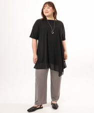 OLLGD20079 eur3(エウルキューブ) 【WEB先行販売】【大きいサイズ】カットプリーツパンツ グレー