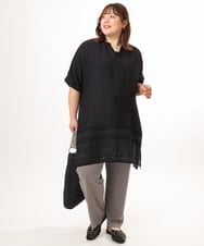 OLLGD20079 eur3(エウルキューブ) 【WEB先行販売】【大きいサイズ】カットプリーツパンツ グレー