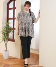 OLLGD21099 eur3(エウルキューブ) 【大きいサイズ/軽量/涼しい】エアリーパンツ ブラック