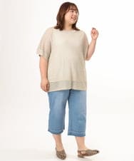 OLLGD24109 eur3(エウルキューブ) 【WEB先行販売】【大きいサイズ】クロップドデニムパンツ ライトブルー