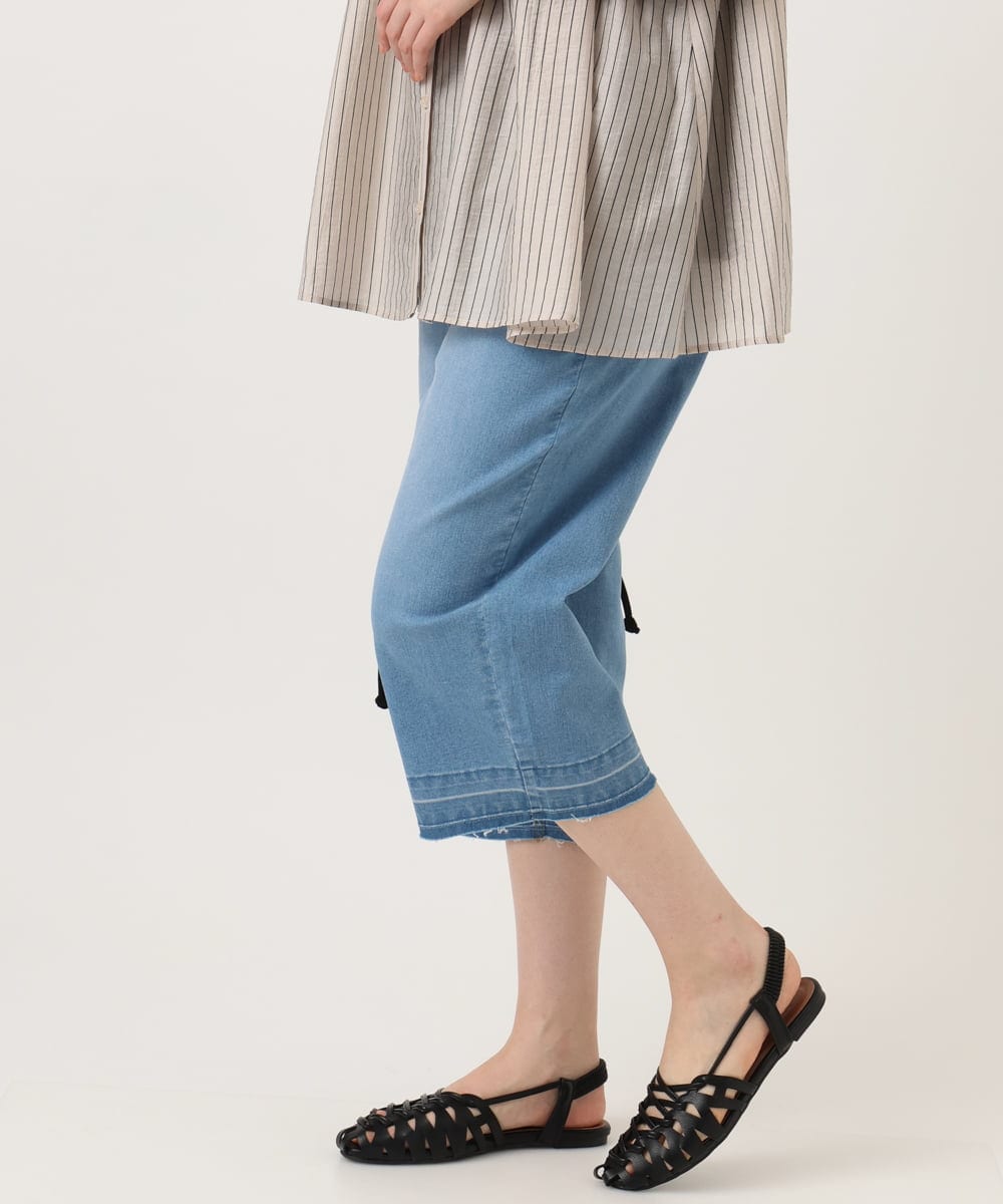 OLLGD24109 eur3(エウルキューブ) 【WEB先行販売】【大きいサイズ】クロップドデニムパンツ ライトブルー