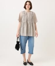 OLLGD24109 eur3(エウルキューブ) 【WEB先行販売】【大きいサイズ】クロップドデニムパンツ ライトブルー