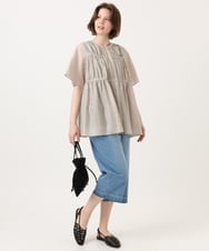 OLLGD24109 eur3(エウルキューブ) 【WEB先行販売】【大きいサイズ】クロップドデニムパンツ ライトブルー