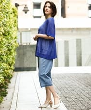 OLLGD24109 eur3(エウルキューブ) 【WEB先行販売】【大きいサイズ】クロップドデニムパンツ ライトブルー