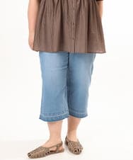 OLLGD24109 eur3(エウルキューブ) 【WEB先行販売】【大きいサイズ】クロップドデニムパンツ ライトブルー
