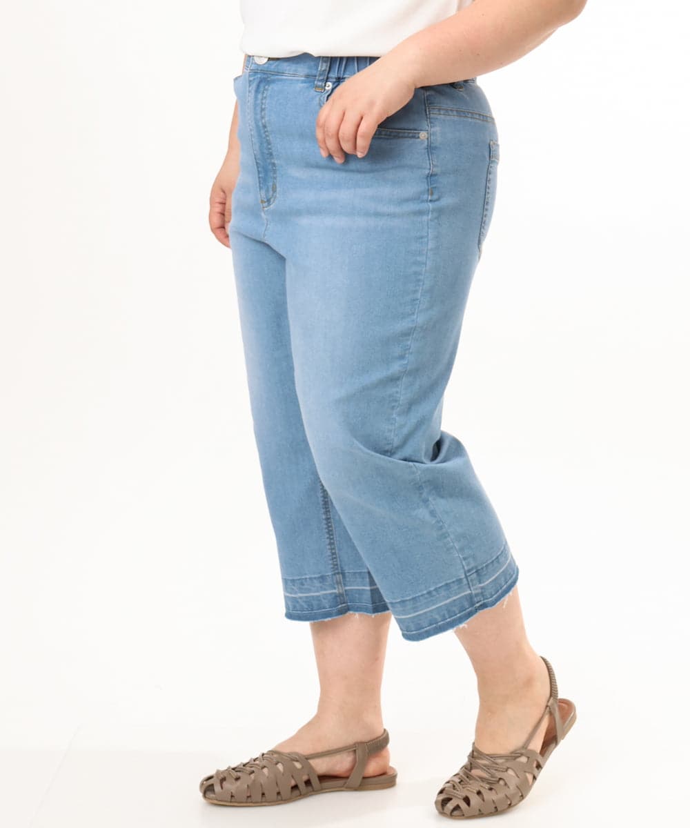 OLLGD24109 eur3(エウルキューブ) 【WEB先行販売】【大きいサイズ】クロップドデニムパンツ ライトブルー