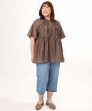 OLLGD24109 eur3(エウルキューブ) 【WEB先行販売】【大きいサイズ】クロップドデニムパンツ ライトブルー