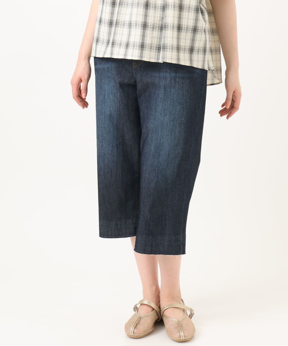 OLLGD24109 eur3(エウルキューブ) 【WEB先行販売】【大きいサイズ】クロップドデニムパンツ ネイビー