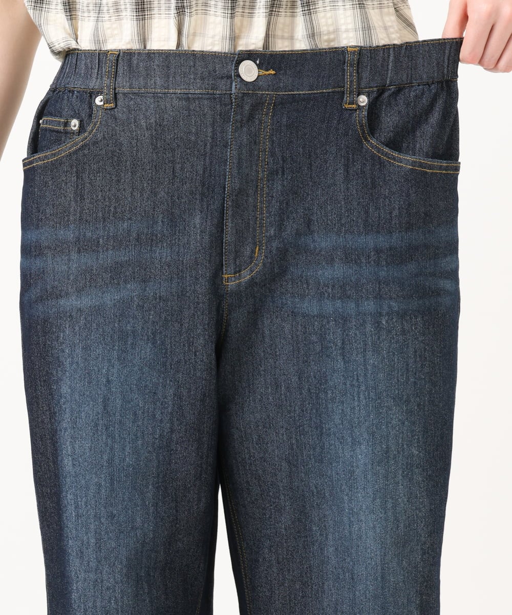 OLLGD24109 eur3(エウルキューブ) 【WEB先行販売】【大きいサイズ】クロップドデニムパンツ ネイビー