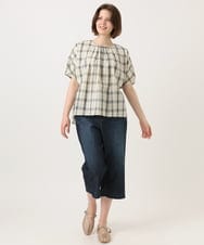 OLLGD24109 eur3(エウルキューブ) 【WEB先行販売】【大きいサイズ】クロップドデニムパンツ ネイビー