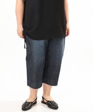 OLLGD24109 eur3(エウルキューブ) 【WEB先行販売】【大きいサイズ】クロップドデニムパンツ ネイビー