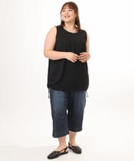 OLLGD24109 eur3(エウルキューブ) 【WEB先行販売】【大きいサイズ】クロップドデニムパンツ ネイビー