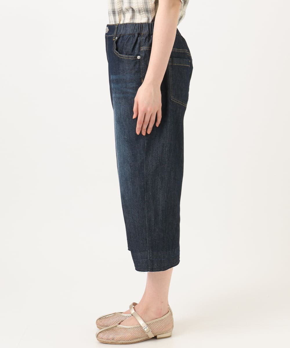 OLLGD24109 eur3(エウルキューブ) 【WEB先行販売】【大きいサイズ】クロップドデニムパンツ ネイビー