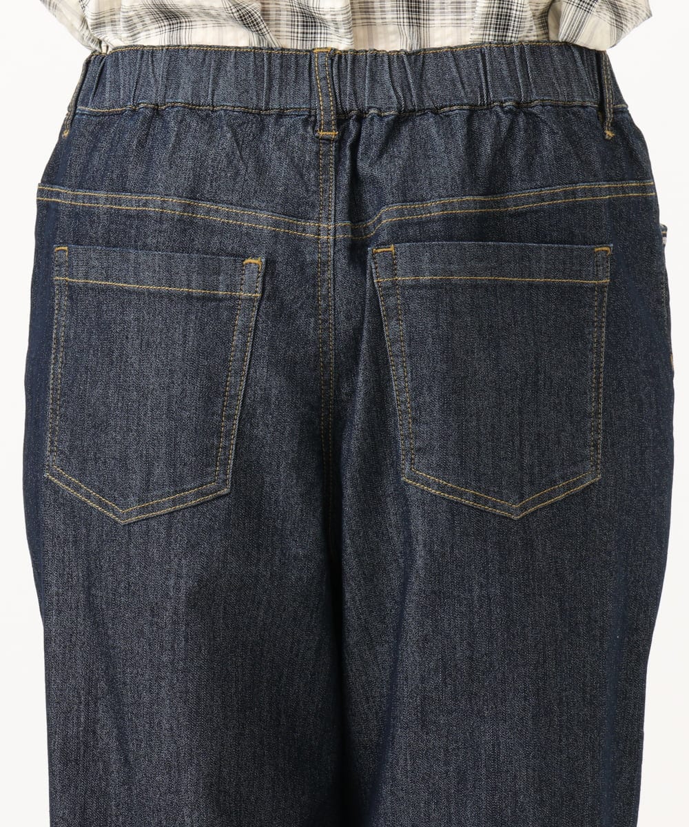OLLGD24109 eur3(エウルキューブ) 【WEB先行販売】【大きいサイズ】クロップドデニムパンツ ネイビー