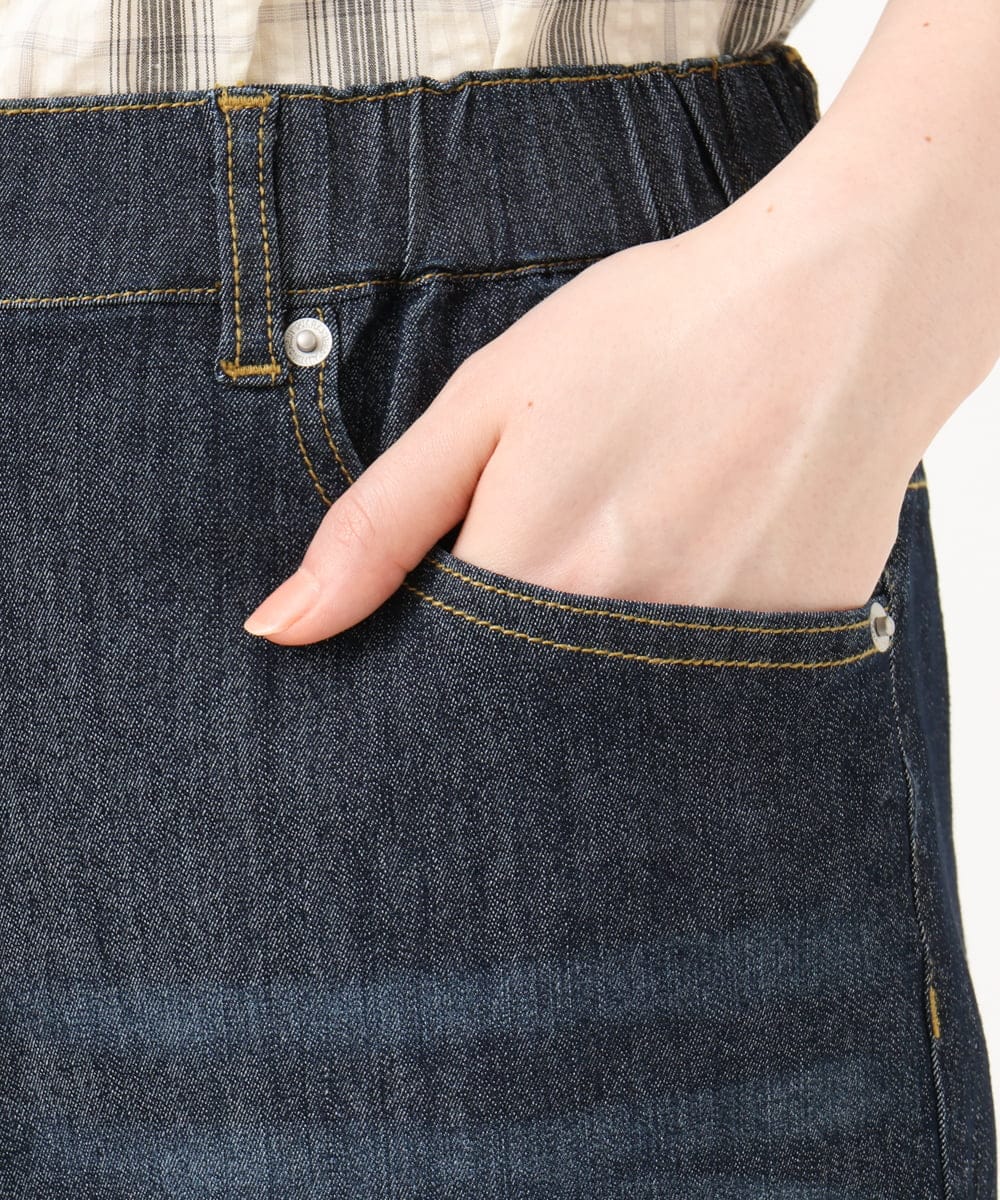 OLLGD24109 eur3(エウルキューブ) 【WEB先行販売】【大きいサイズ】クロップドデニムパンツ ネイビー