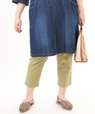 OLLGD26089 eur3(エウルキューブ) 【シリーズ累計販売2万枚！/大きいサイズ】さらさらストレッチカットレングステーパードパンツ ライトグリーン