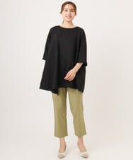 OLLGD26089 eur3(エウルキューブ) 【シリーズ累計販売2万枚！/大きいサイズ】さらさらストレッチカットレングステーパードパンツ ライトグリーン