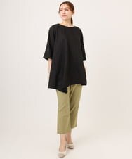 OLLGD26089 eur3(エウルキューブ) 【シリーズ累計販売2万枚！/大きいサイズ】さらさらストレッチカットレングステーパードパンツ ライトグリーン